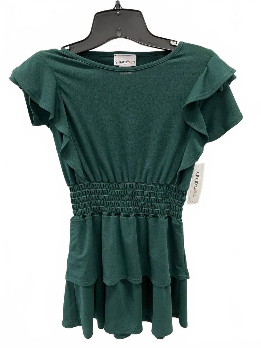 NEW CHERYL CREATIONS girls odette dress in dark green